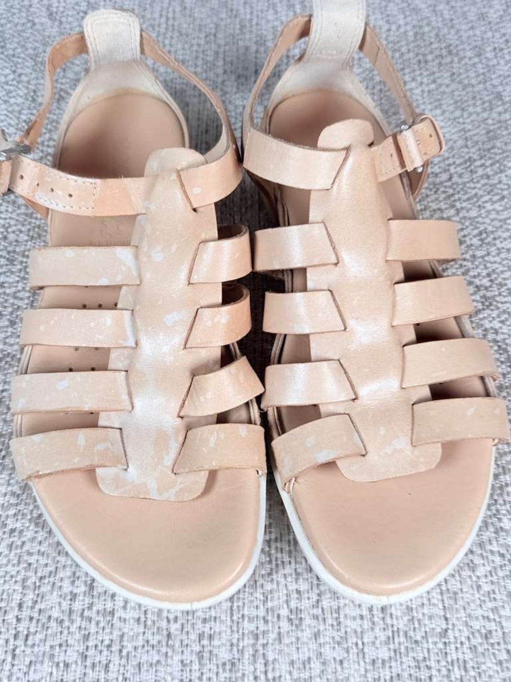 Ecco Blush Leather Strappy Sandals